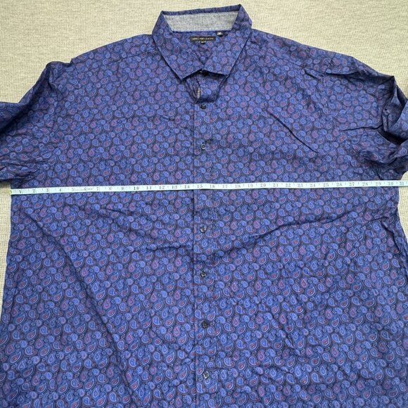 Twenty Eight Degrees Mens Size 3XLT Blue Paisley Button Up Shirt Cotton - Picture 7 of 11